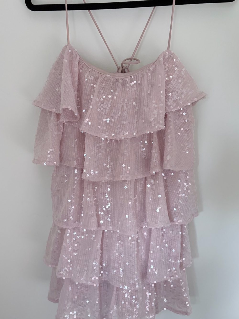 Hello Molly Pink Sequin Tiered Mini Dress
